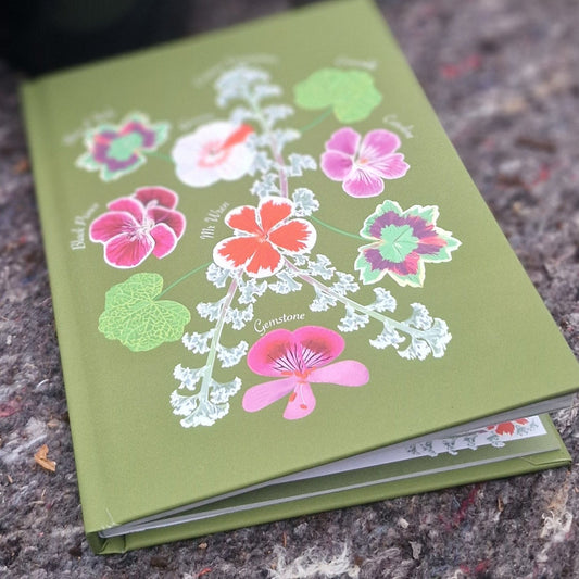 Pelargonium A5 Hardback Lined Notebook - Made from Recycled Paper
