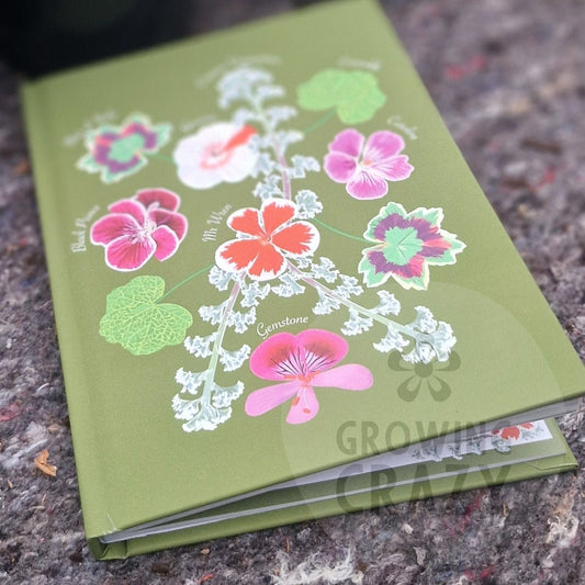 Pelargonium A5 Hardback Lined Notebook - Made from Recycled Paper