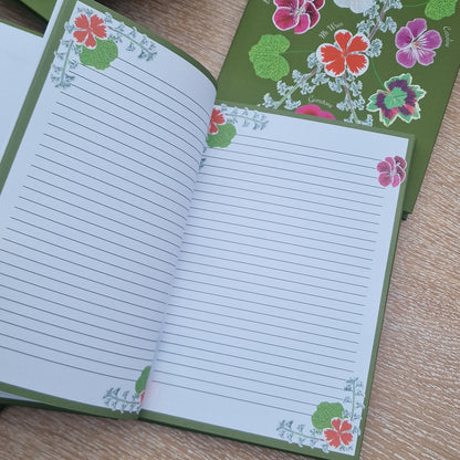 Pelargonium A5 Hardback Lined Notebook - Made from Recycled Paper